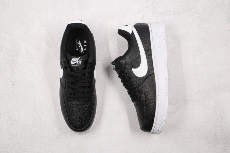 Air Force 1 Low Black White Pebbled Leath