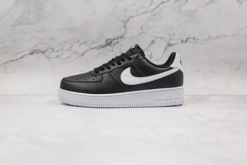 Air Force 1 Low Black White Pebbled Leath